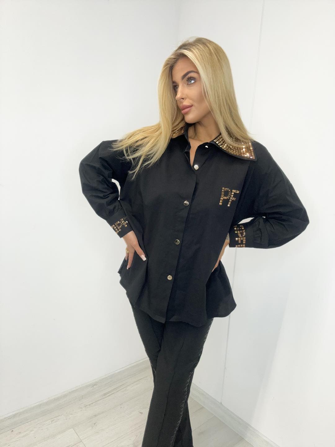 Hemdbluse Schwarz PF