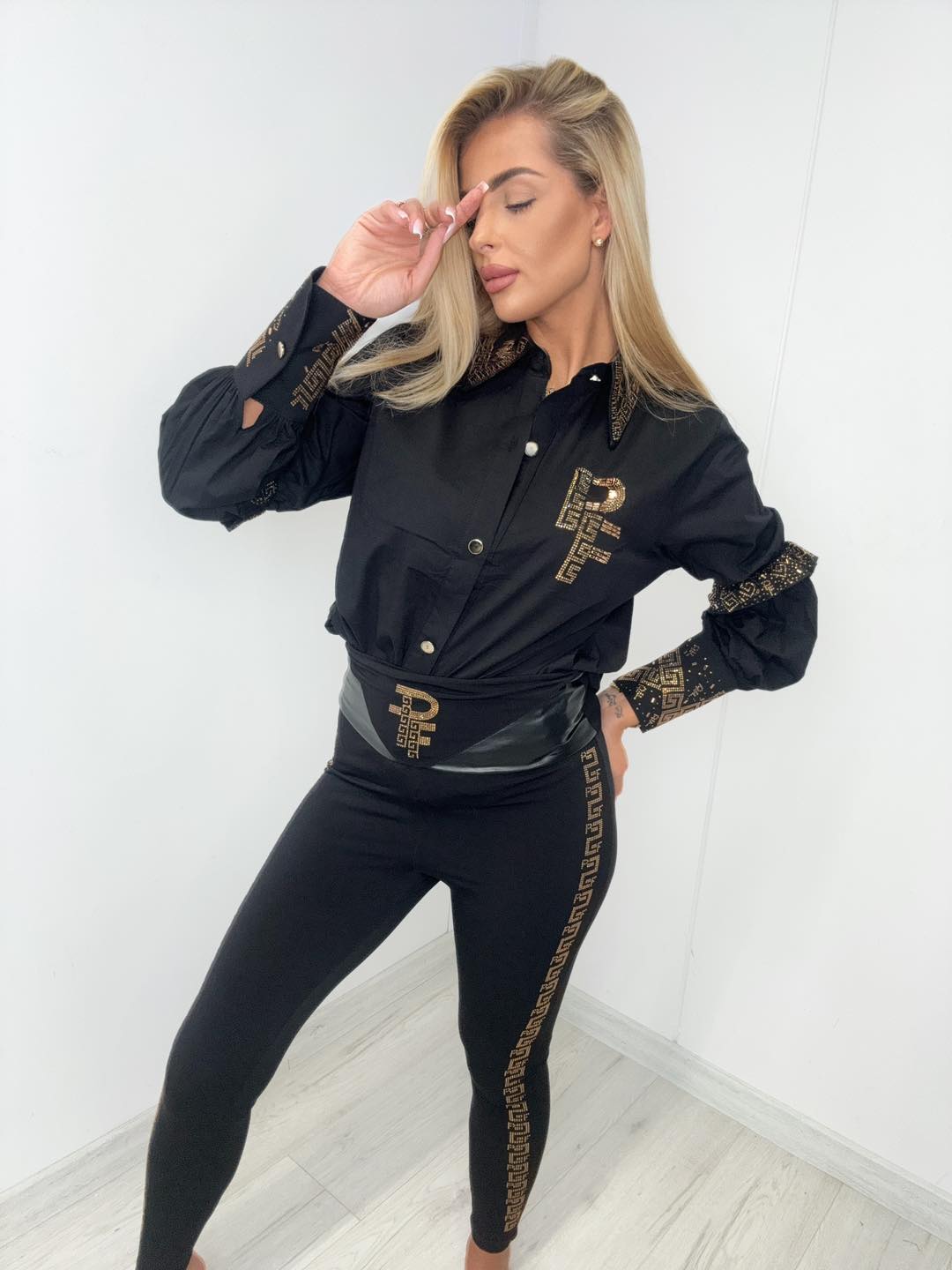 Leggings mit Glitzerstreifen PF