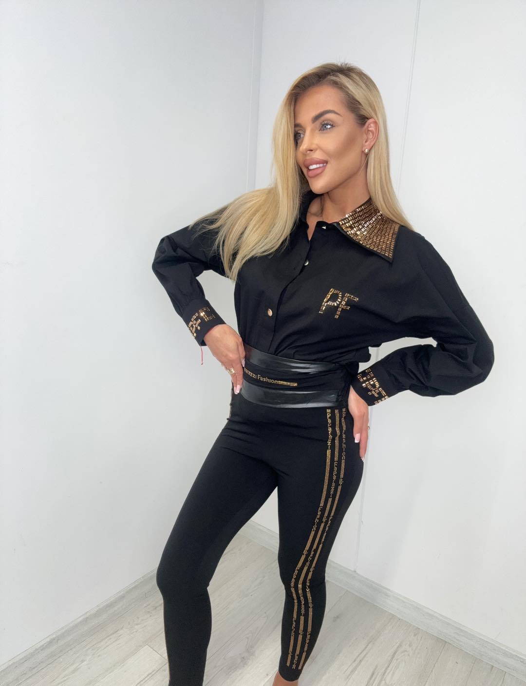 Leggings mit Glitzerstreifen