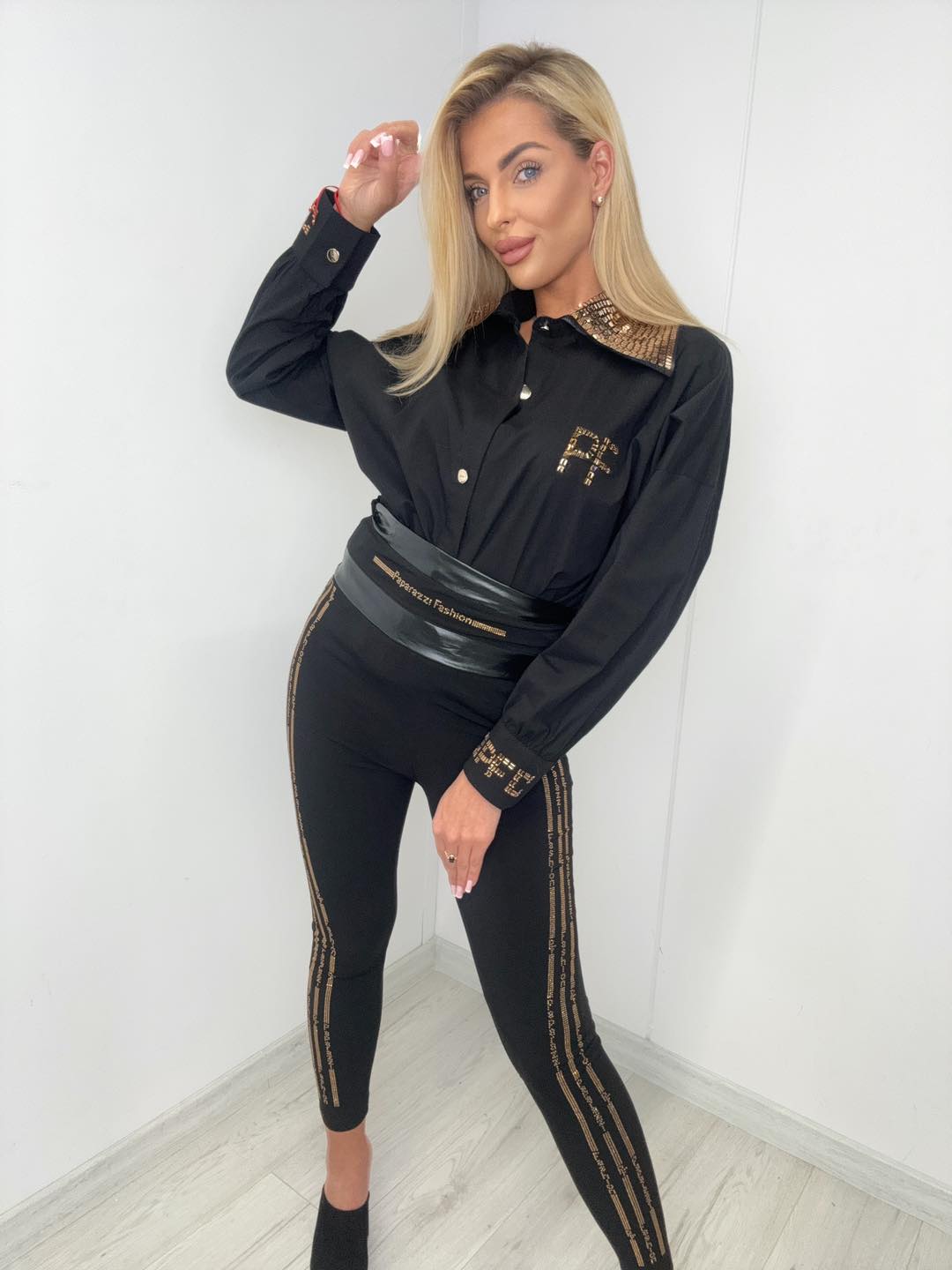 Leggings mit Glitzerstreifen