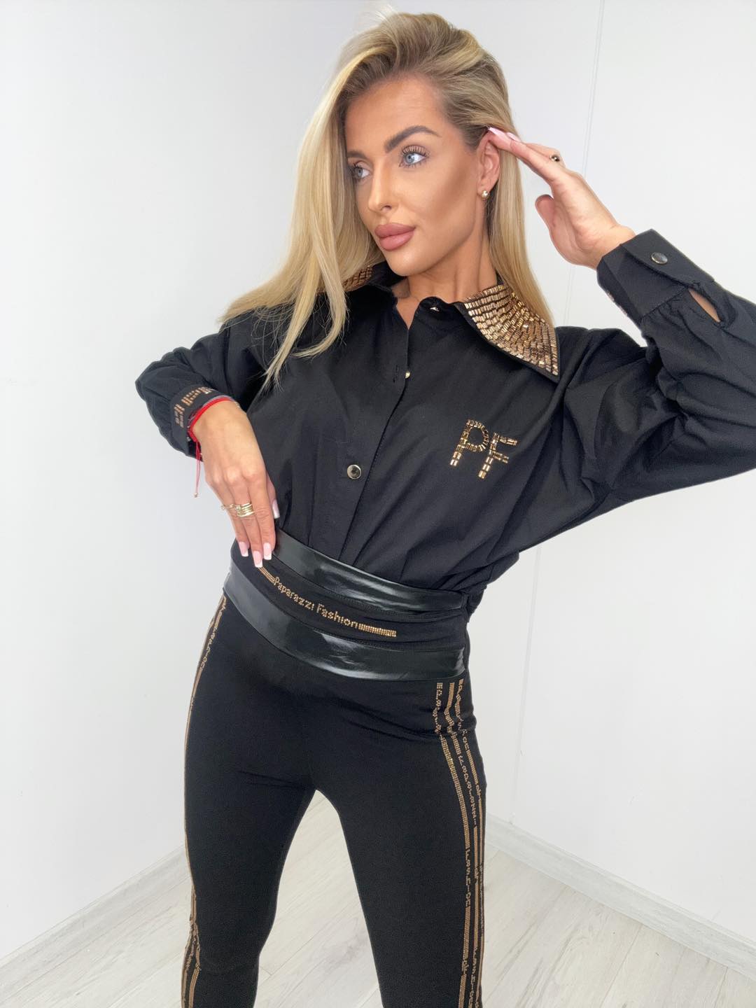 Leggings mit Glitzerstreifen