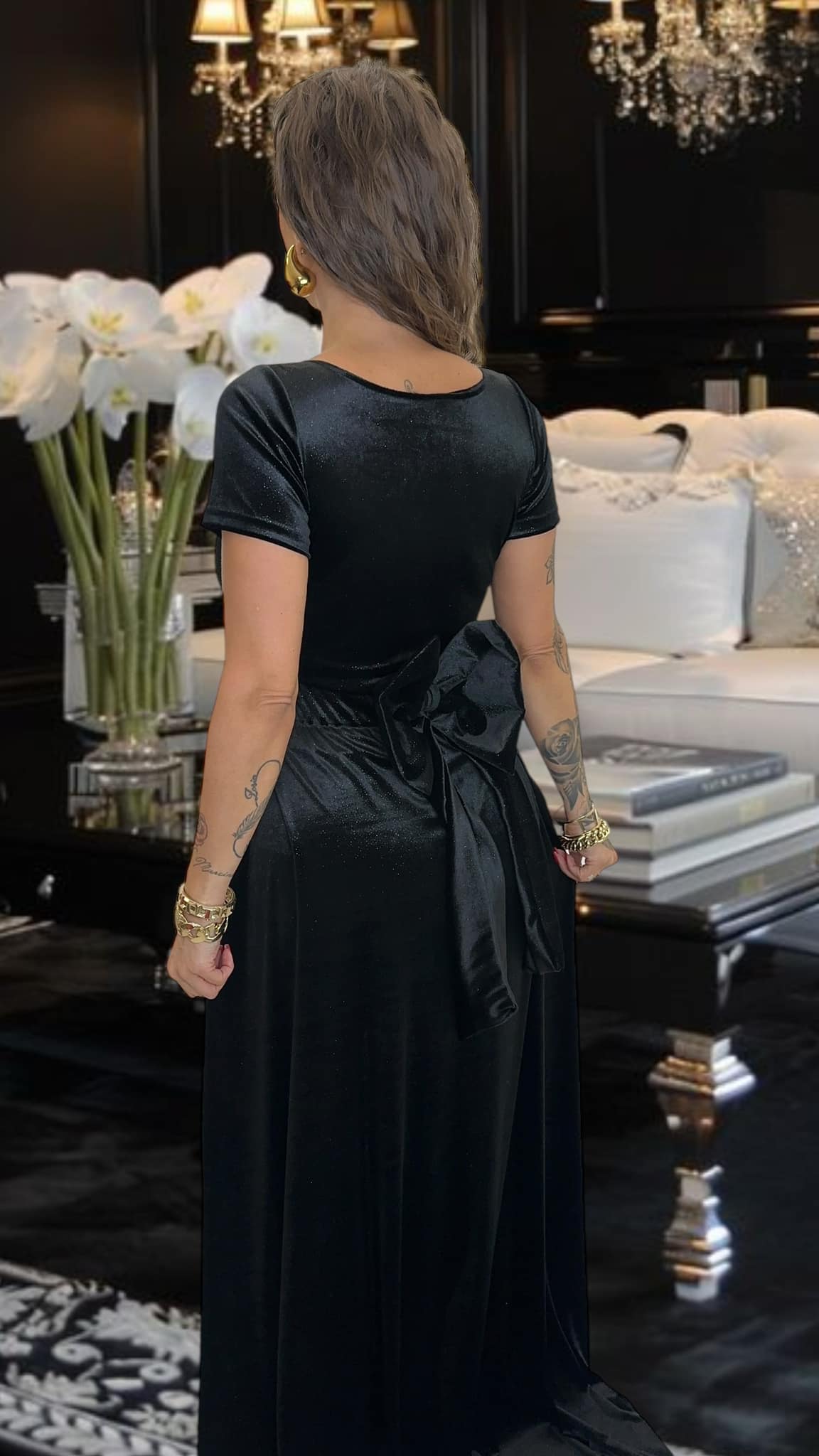 Kleid mit Bow Schleppe