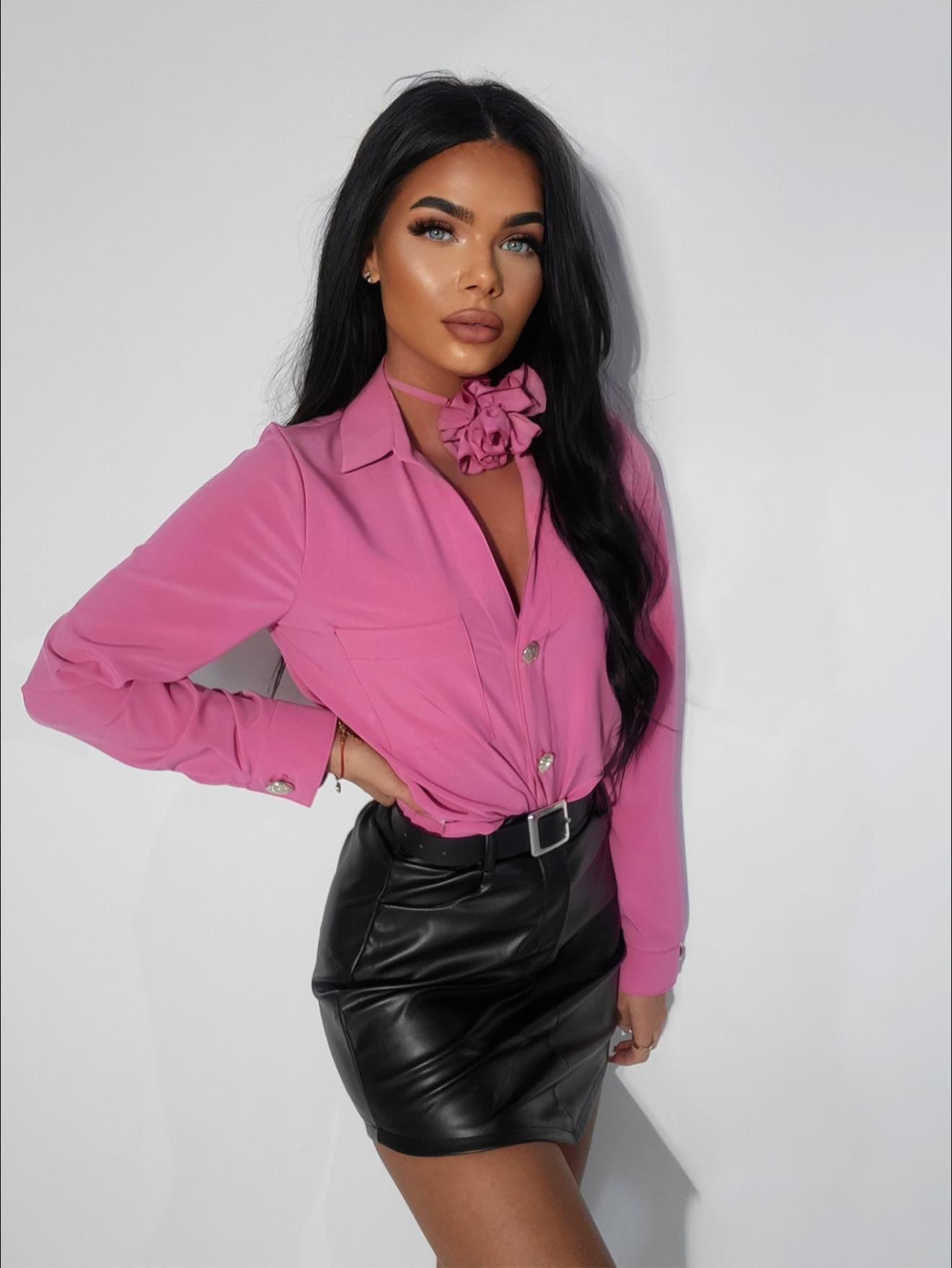 Hemdbluse FLOWER mit Halsband