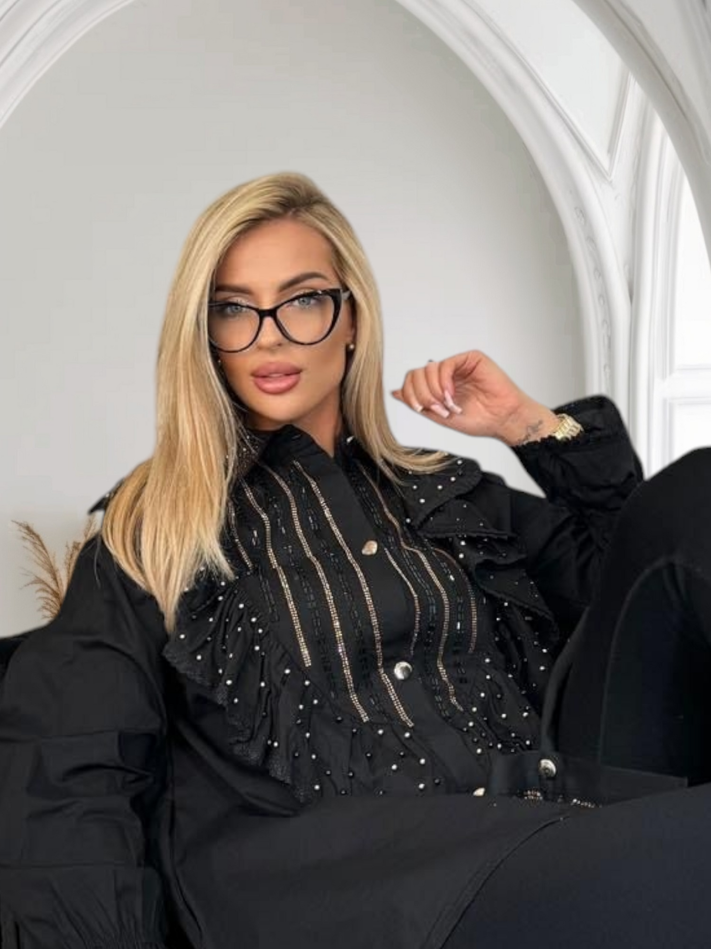Hemdbluse Schwarz
