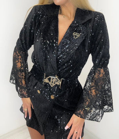 Blazer mit Pailletten und Spitze