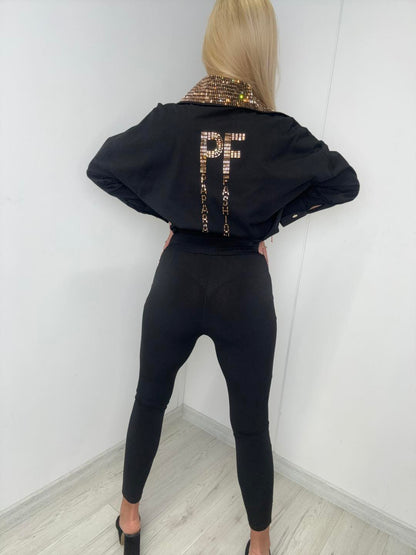 Leggings mit Glitzerstreifen