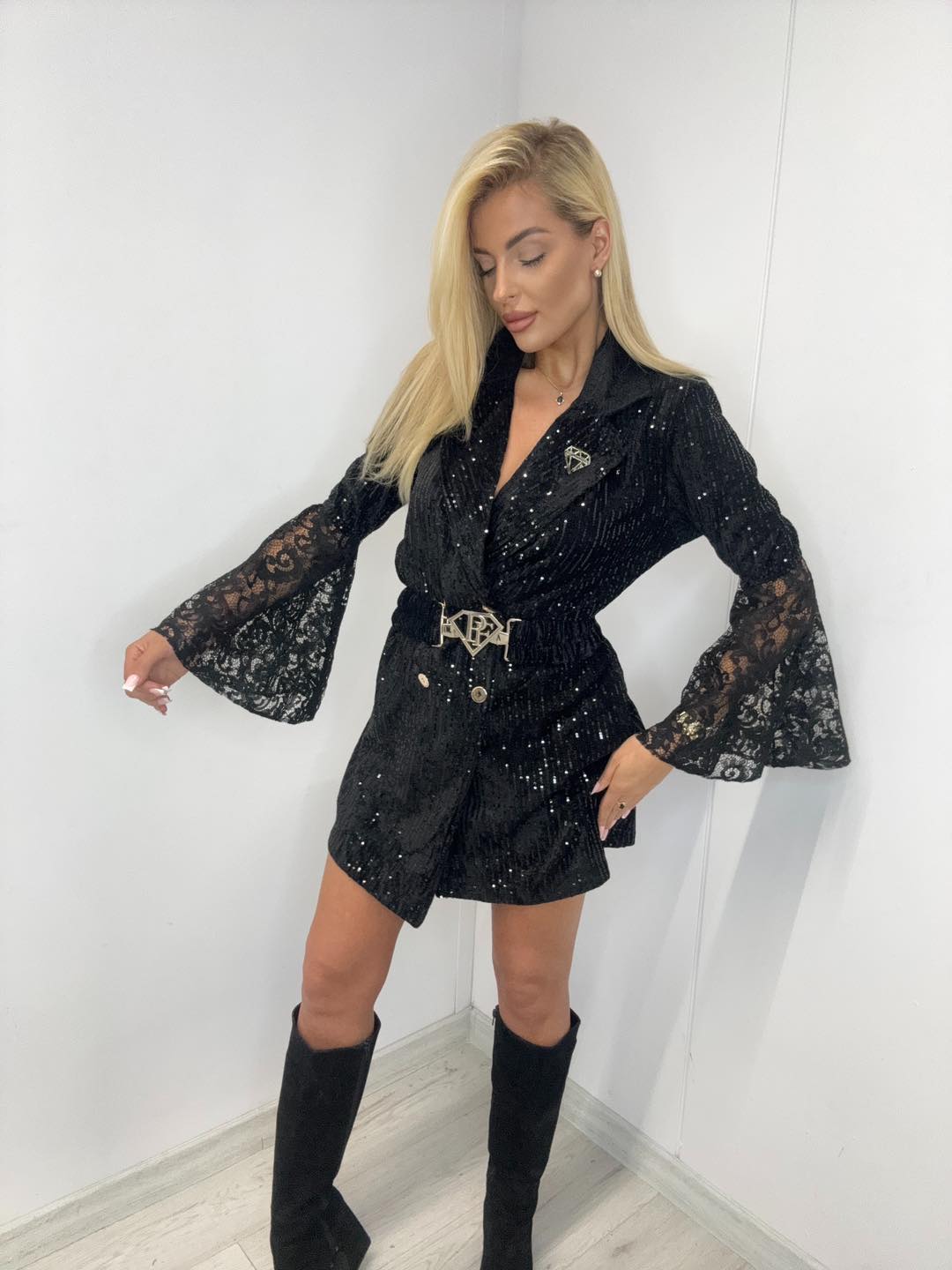 Blazer mit Pailletten und Spitze