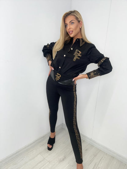 Leggings mit Glitzerstreifen PF